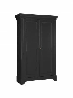 Armoire 2 portes battantes bois de pin noire Isabel, larg. 118 x haut. 191 cm