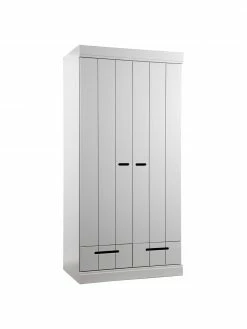Armoire 2 portes battantes gris clair Connect, larg. 94 x haut. 195 cmDisponibilité limitée