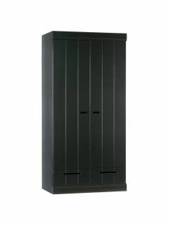 Armoire 2 portes battantes noire Connect, larg. 94 x haut. 195 cmDisponibilité limitée