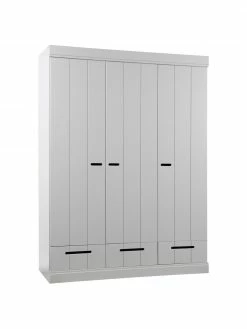 Armoire 3 portes battantes gris clair Dennis, larg. 140 x haut. 195 cm
