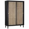 HKliving Armoire avec cannage et 2 portes coulissantes Rétro, larg. 95 x haut. 140 cm