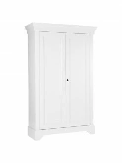 Armoire blanche bois 2 portes Isabel, larg. 118 x haut. 191 cm