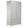Westwing Collection Armoire classique grise Ikaro, 2 portes, larg. 110 x haut. 200 cm