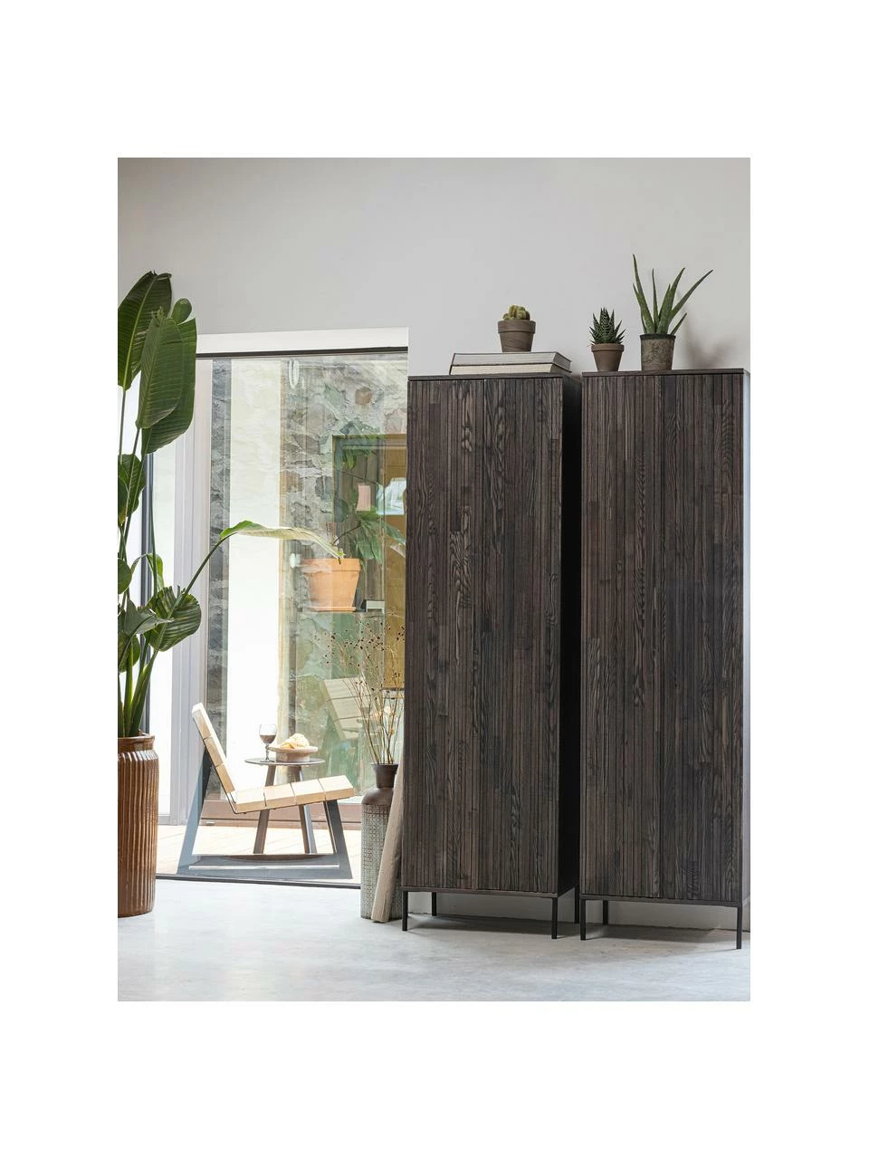 Armoire façade en bois de frêne nervuré Avourio, larg. 60 x haut. 210 cm – Image 2