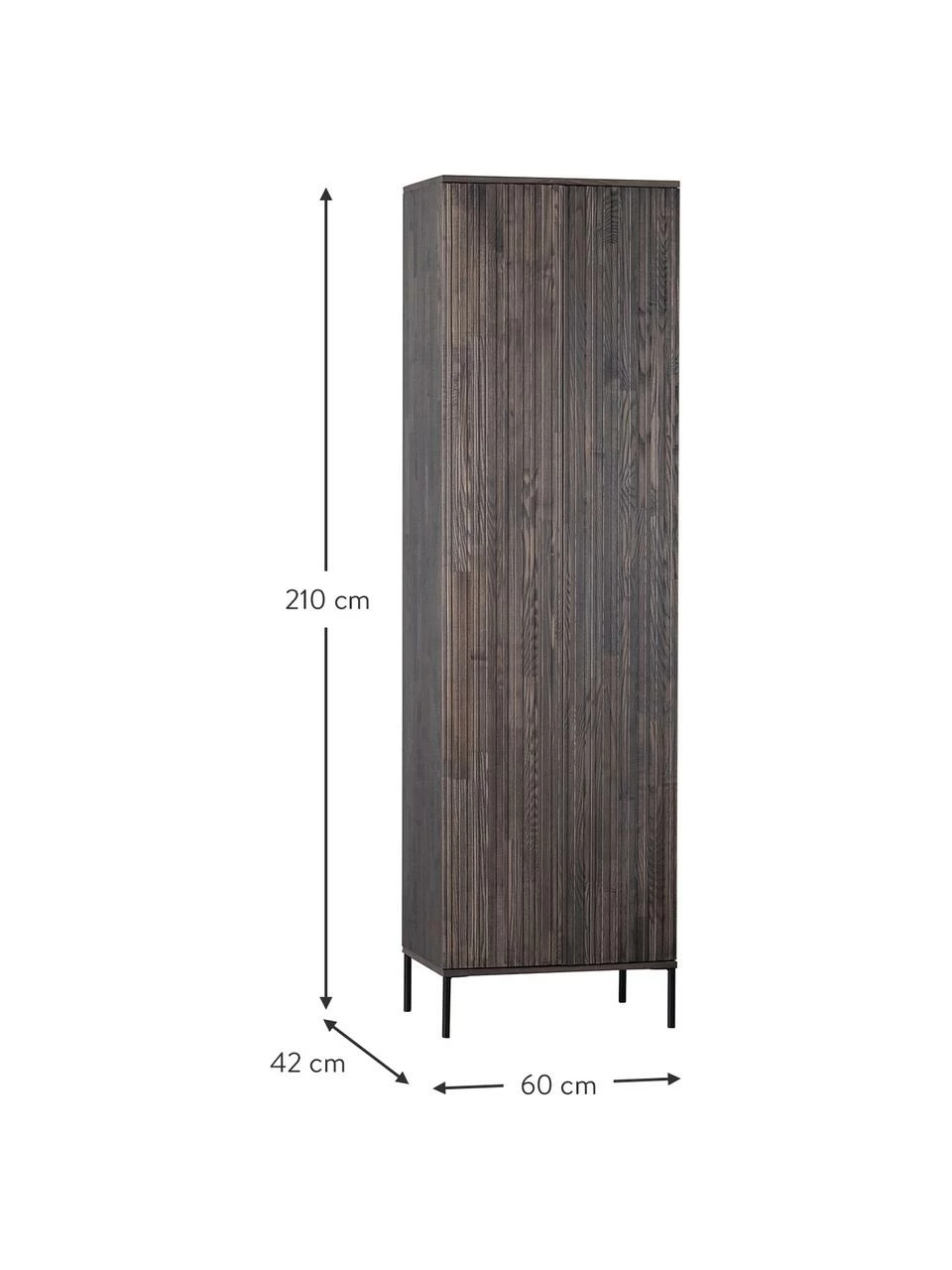 Armoire façade en bois de frêne nervuré Avourio, larg. 60 x haut. 210 cm – Image 3