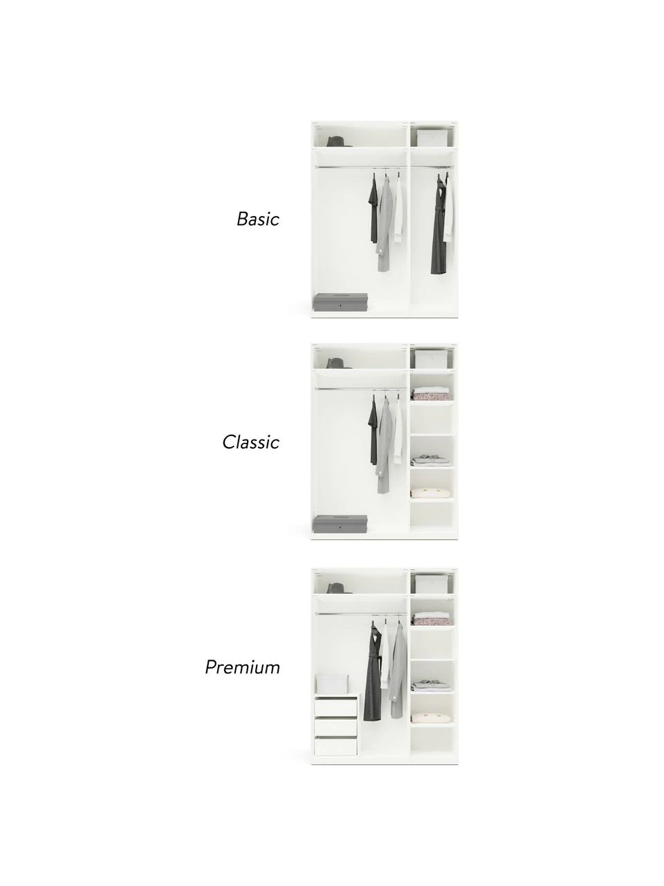 Westwing Collection Armoire modulaire blanche Charlotte, larg. 150 cm, variantes multiples, Basic Interior, hauteur 200 cm â Image 3