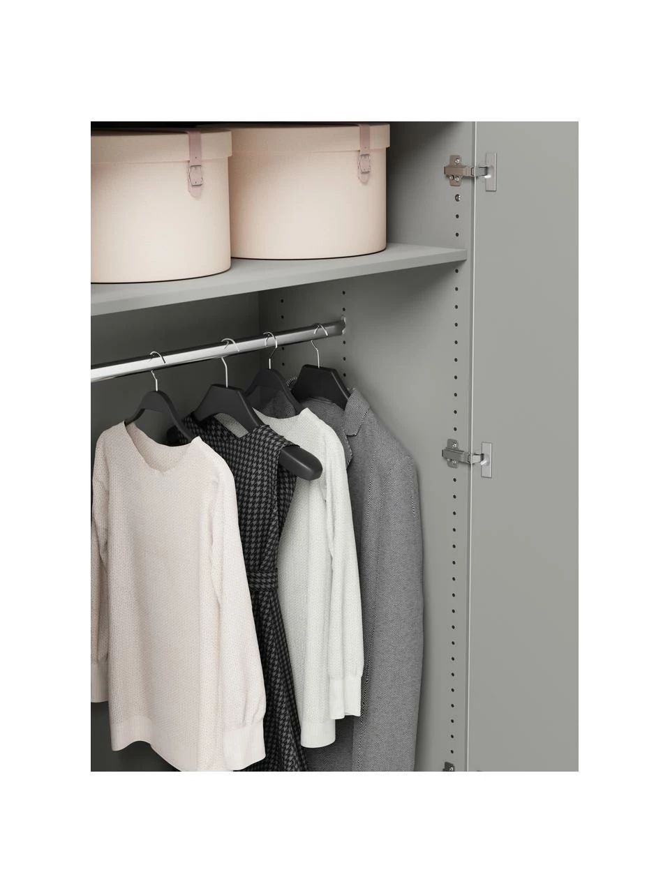 Westwing Collection Armoire modulaire grise Leon, largeur 150 cm, plusieurs variantes, Basic Interior, hauteur 200 cm â Image 5