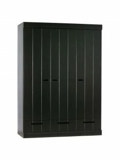Armoire noire 3 portes Connect, larg. 140 x haut. 195 cm