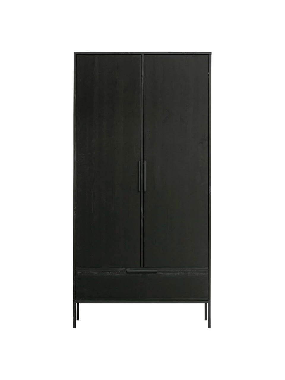 Armoire noire bois 2 portes Adam, larg. 100 x haut. 200 cm – Image 6