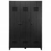 Vtwonen Armoire noire en bois 3 portes Locker, larg. 123 x haut. 186 cm
