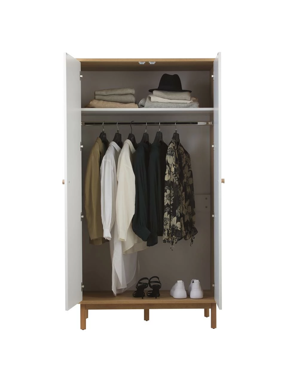 Westwing Collection Armoire scandi blanche 2 portes Nathan, larg. 100 x haut. 186 cm â Image 3