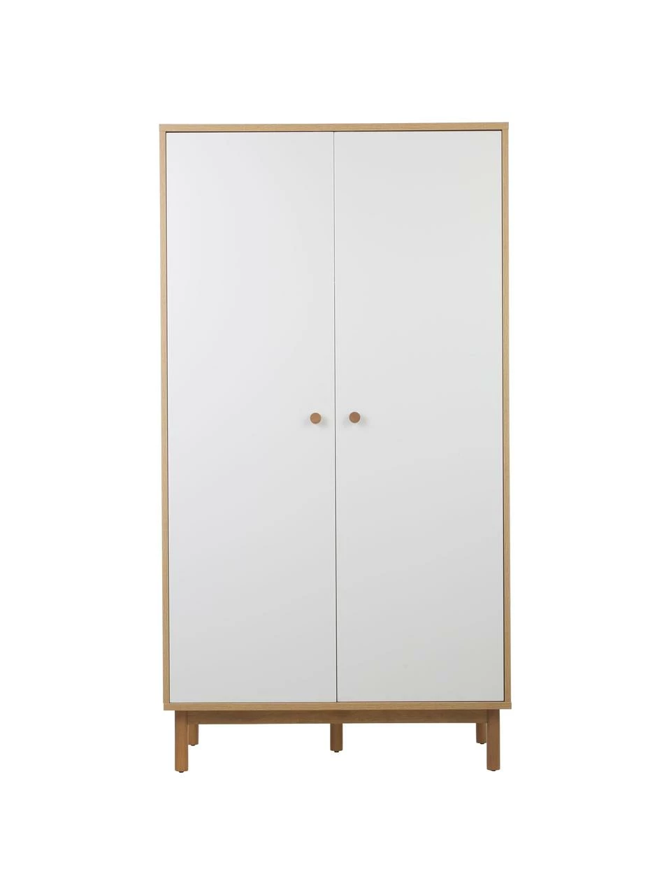 Westwing Collection Armoire scandi blanche 2 portes Nathan, larg. 100 x haut. 186 cm