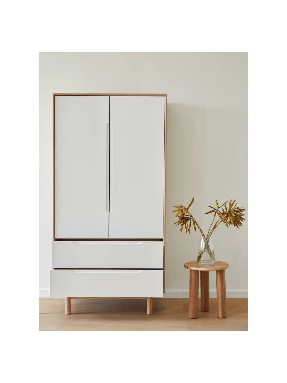 Westwing Collection Armoire scandinave 2 portes blanche Cassy, larg. 100 x haut. 195 cm â Image 4