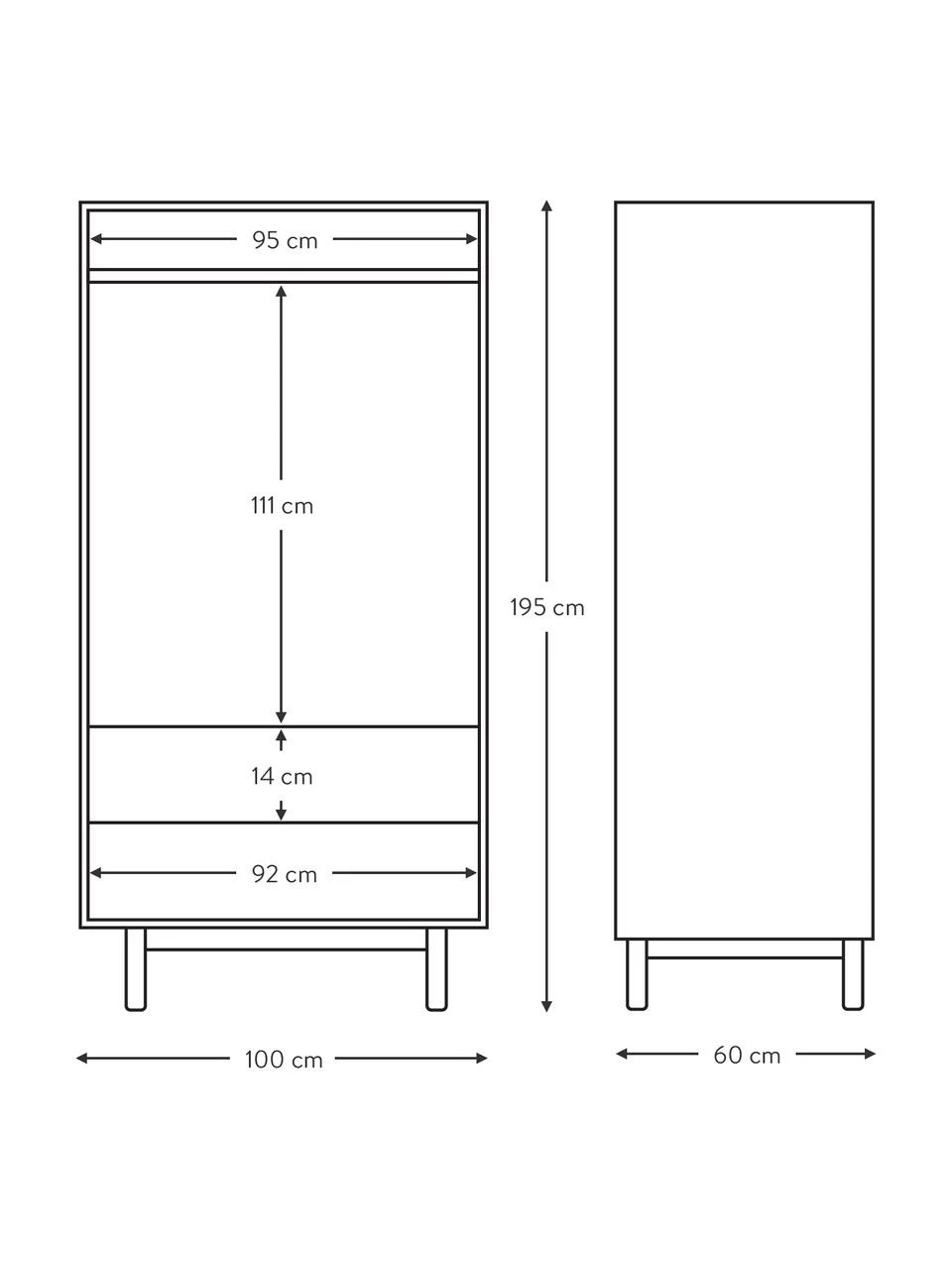 Westwing Collection Armoire scandinave 2 portes blanche Cassy, larg. 100 x haut. 195 cm â Image 5