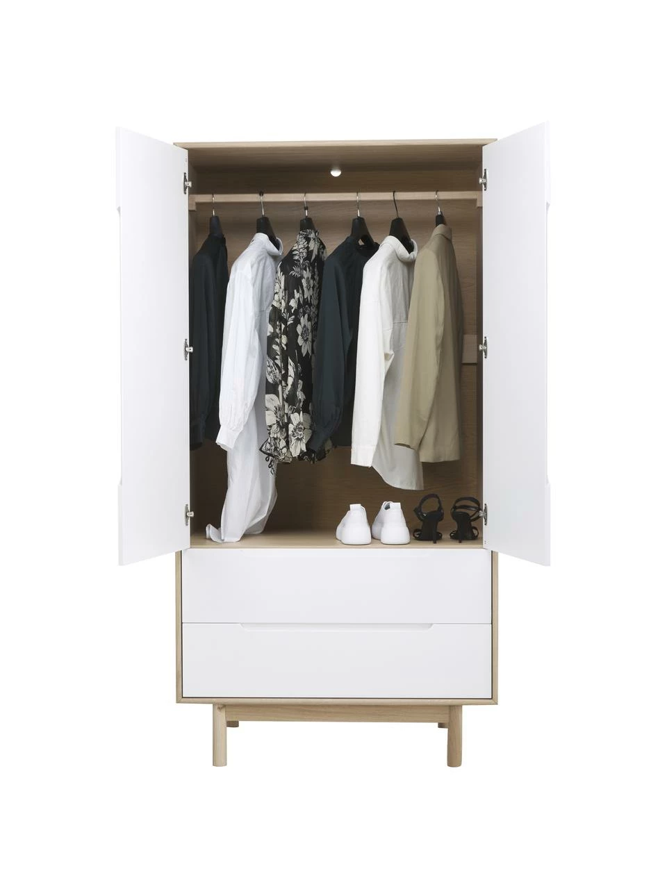 Westwing Collection Armoire scandinave 2 portes blanche Cassy, larg. 100 x haut. 195 cm â Image 6
