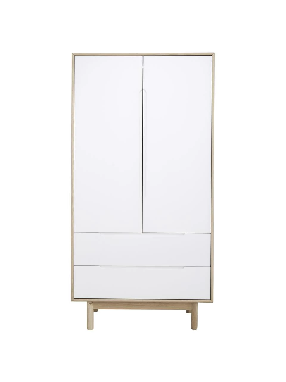 Westwing Collection Armoire scandinave 2 portes blanche Cassy, larg. 100 x haut. 195 cm