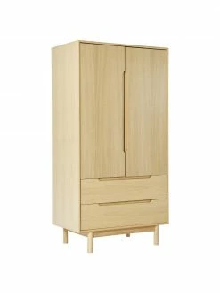 Westwing Collection Armoire scandinave 2 portes placage en bois de chêne Cassy, larg. 100 x haut. 195 cm