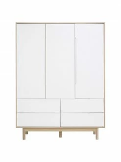 Westwing Collection Armoire scandinave 3 portes blanche Cassy, larg. 148 x haut. 195 cm