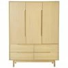 Westwing Collection Armoire scandinave 3 portes placage en bois de chêne Cassy, larg. 148 x haut. 195 cm