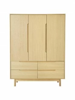 Westwing Collection Armoire scandinave 3 portes placage en bois de chêne Cassy, larg. 148 x haut. 195 cm