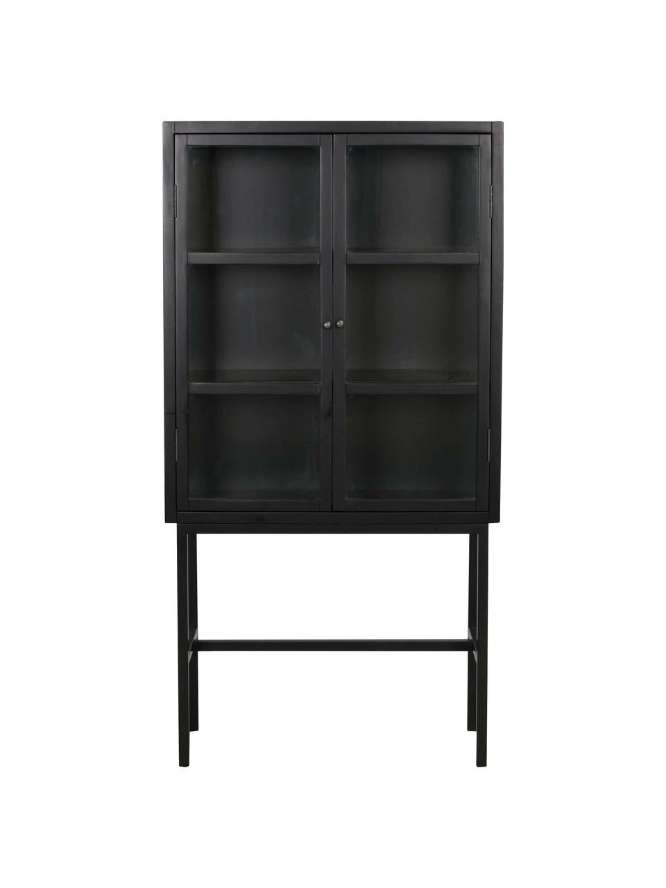 Rowico Armoire vitrée sur pieds métal noir Marshall, larg. 85 x haut. 160 cm – Image 4