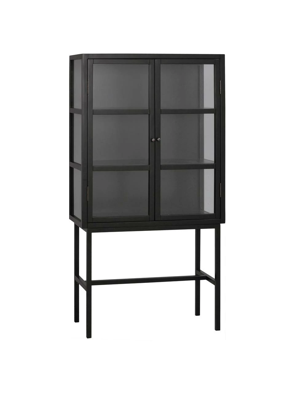 Rowico Armoire vitrée sur pieds métal noir Marshall, larg. 85 x haut. 160 cm