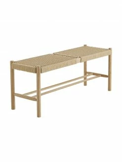Banc bois beige avec cannage Ellan, larg. 110 x haut. 45 cm