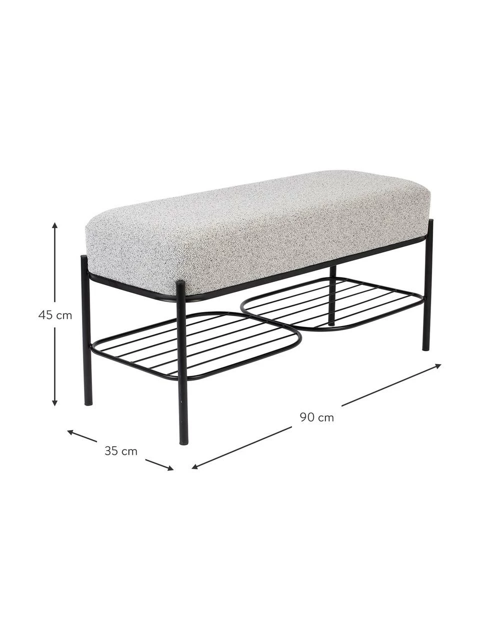 Banc bouclée avec rangement Milou, larg. 90 x haut. 45 cm – Image 3
