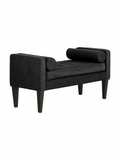 Banc bout de lit capitonné noir/blanc Mia, larg. 115 x haut. 61 cm