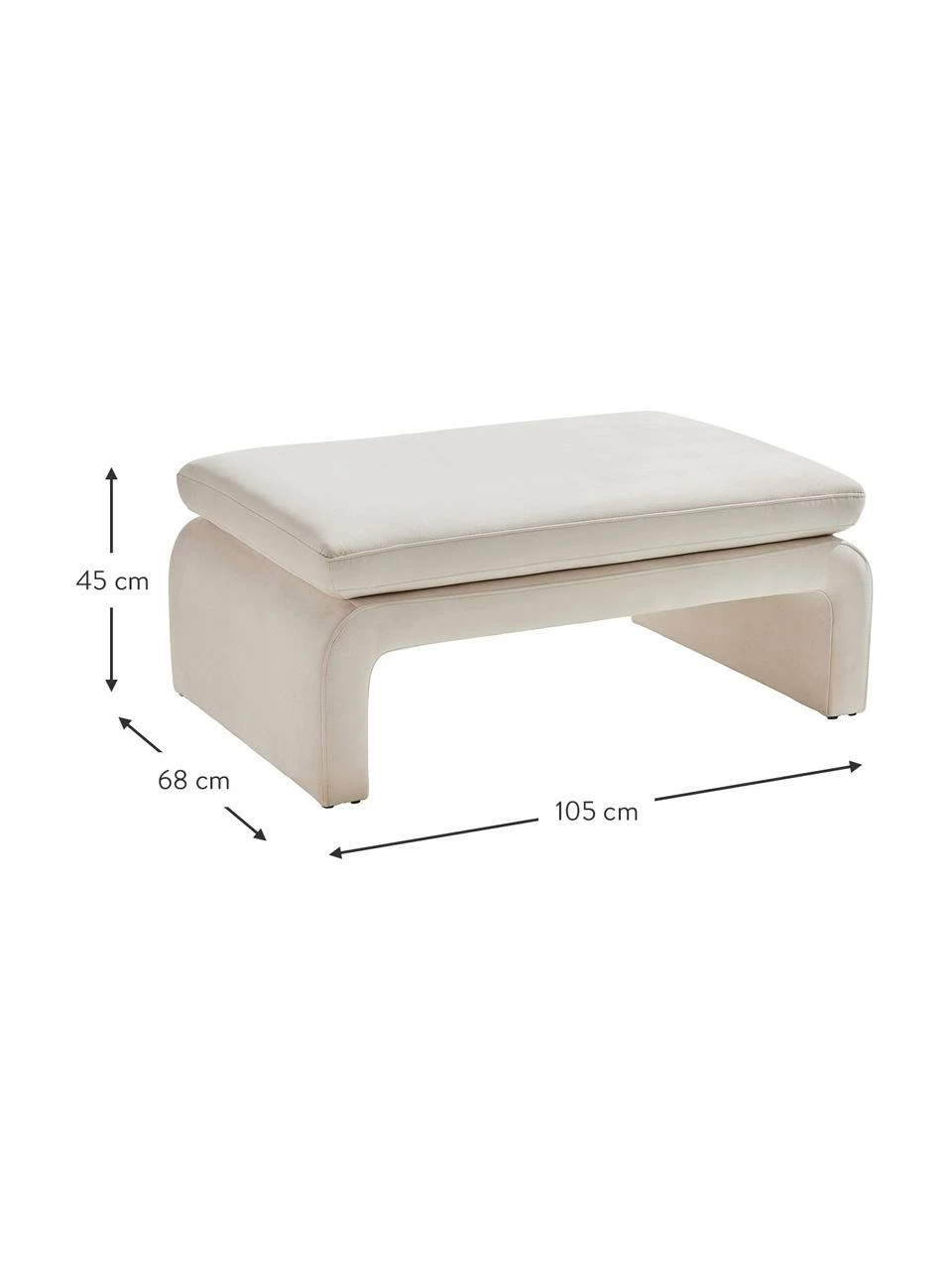 Banc velours beige Mika, larg. 105 x haut. 45 cm â Image 3