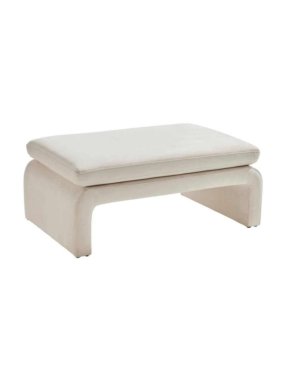 Banc velours beige Mika, larg. 105 x haut. 45 cm