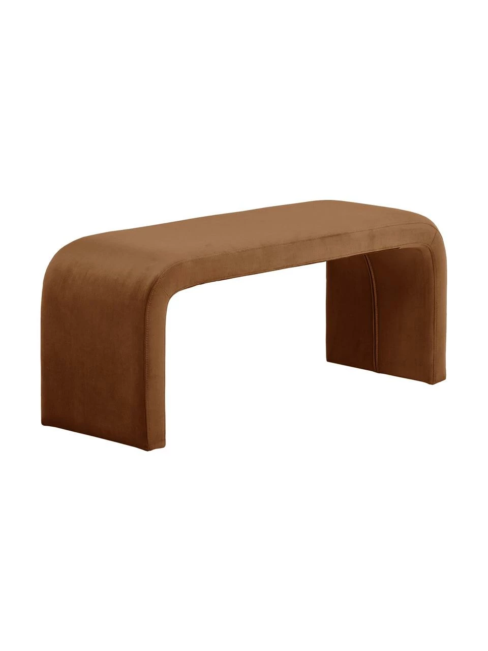 Westwing Collection Banquette moderne velours brun Penelope, larg. 110 x haut. 46 cm