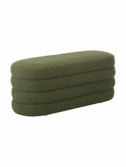 Westwing Collection Banquette tissu bouclé vert Alto, larg. 110 x haut. 47 cm