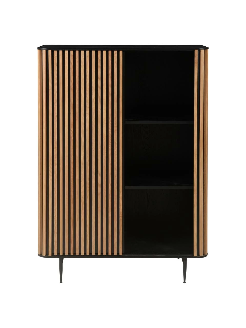 Buffet haut design placage bois de chêne Linea, larg. 98 x haut. 135 cm – Image 5