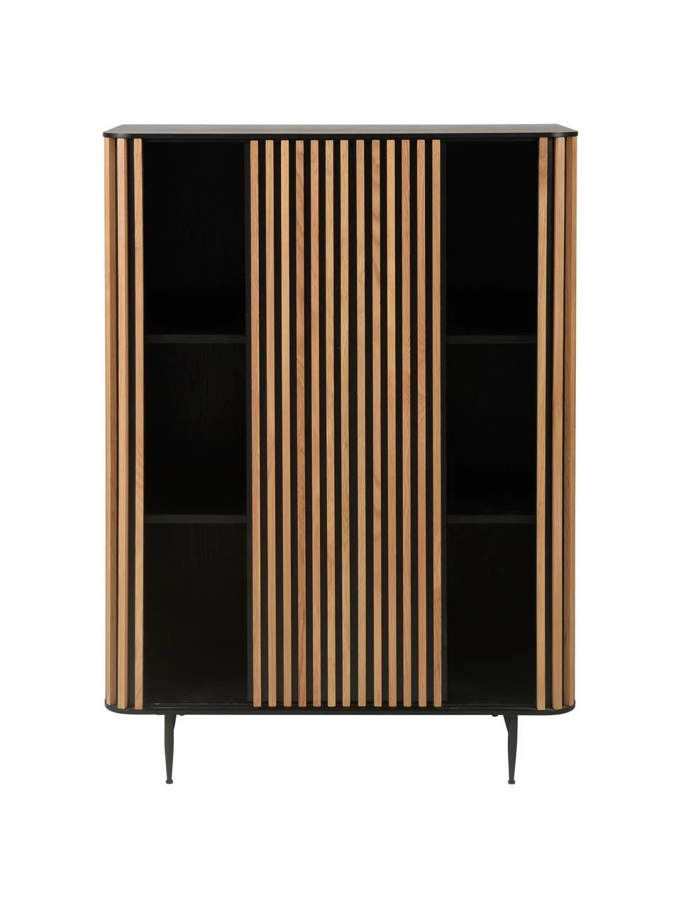 Buffet haut design placage bois de chêne Linea, larg. 98 x haut. 135 cm – Image 6