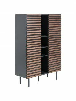 Buffet haut plaqué noyer Kesia, Larg. 105 x haut. 155 cm