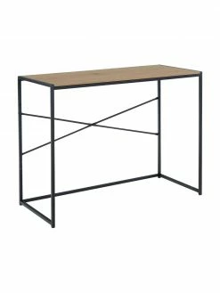 Bureau &eacute;troit en bois et m&eacute;tal Seaford, larg. 100 x prof. 45 cm