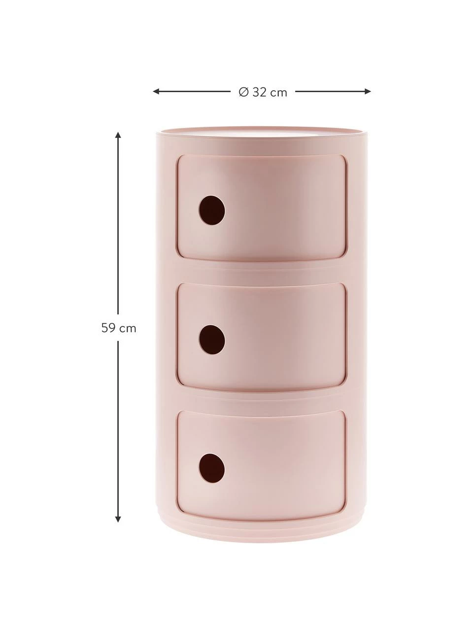 Kartell COMPONIBILI BIO rose, 3 modules, Ø 32 x haut. 59 cm – Image 3