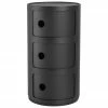Kartell Caisson design noir 3 modules Componibili, Ø 32 x haut. 59 cm