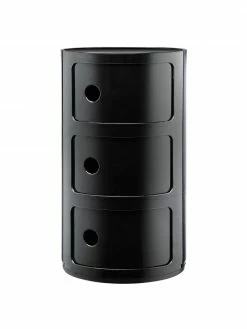 Kartell Caisson design noir 3 modules Componibili, Ø 32 x haut. 59 cm