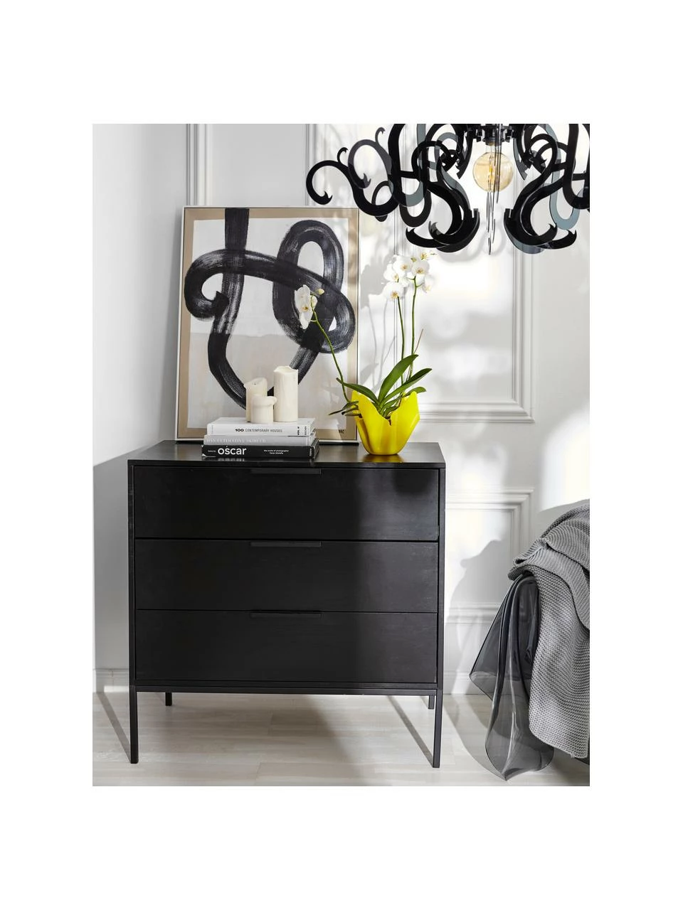 Commode noire à tiroirs Adam, larg. 94 x haut. 93 cm – Image 2