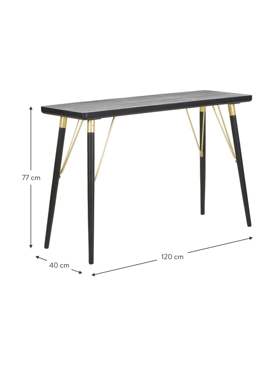 Nordal Console avec éléments couleur dorée Jana, larg. 120 x prof. 40 cmDisponibilité limitée – Image 3