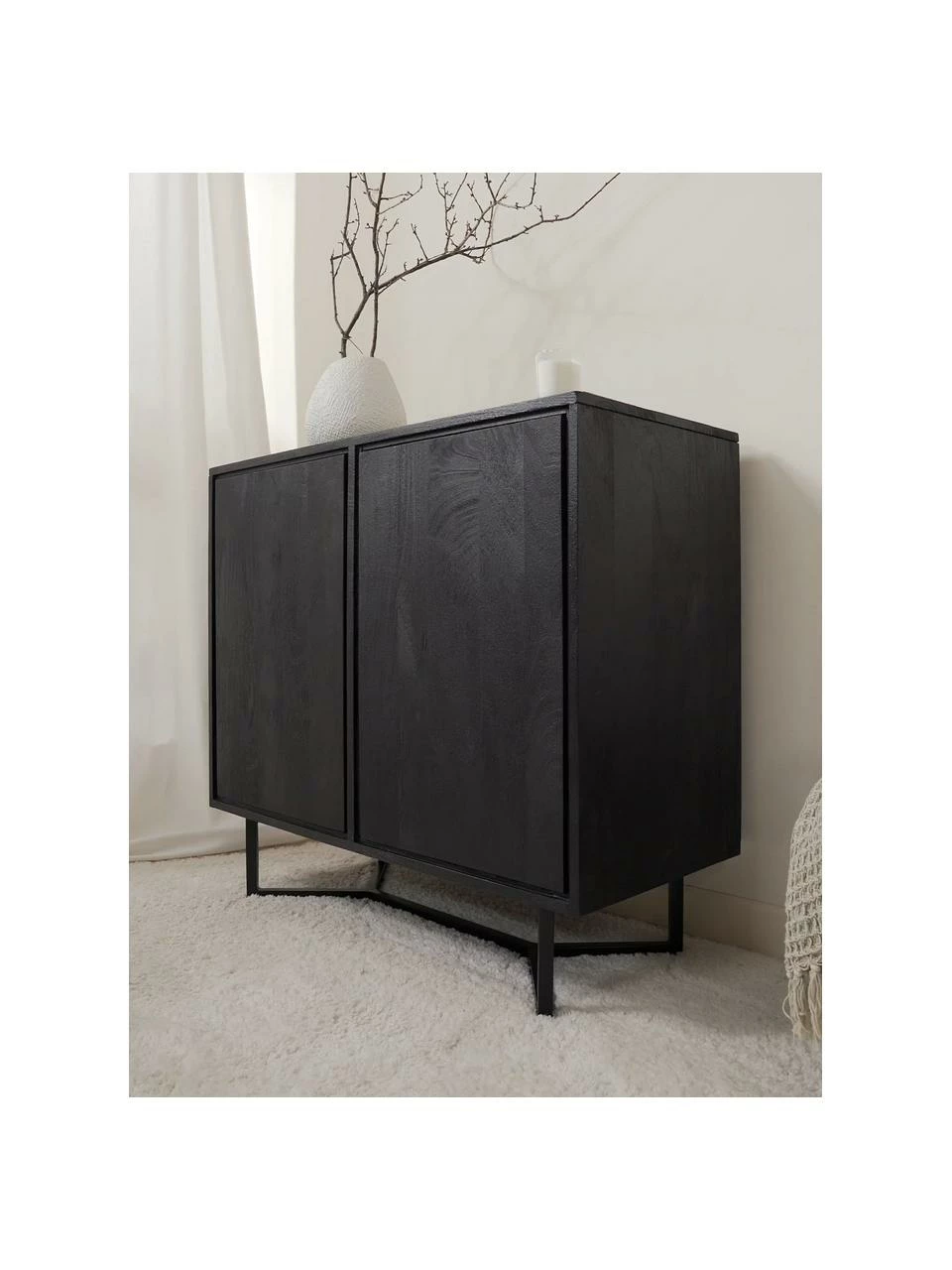 Westwing Collection Enfilade bois massif noir Luca, larg. 90 x haut. 83 cm – Image 3