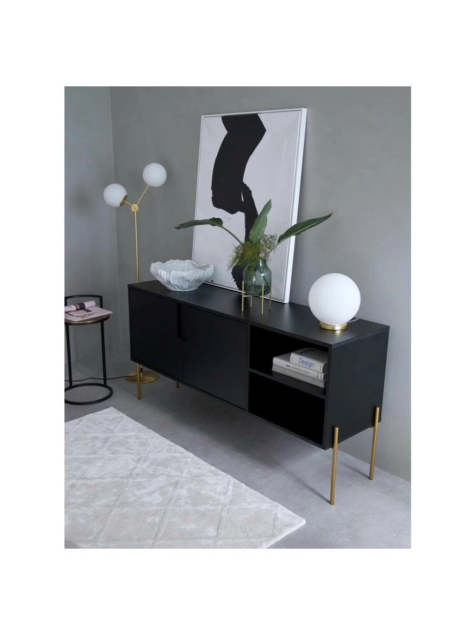 Westwing Collection Enfilade noire Jesper, larg. 160 x haut. 80 cm – Image 2