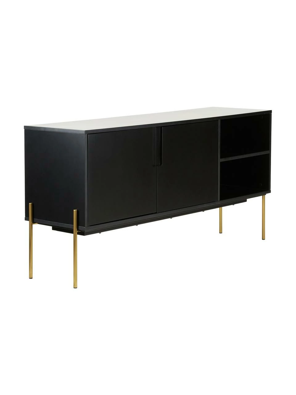 Westwing Collection Enfilade noire Jesper, larg. 160 x haut. 80 cm