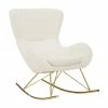 Westwing Collection Fauteuil &agrave; bascule peluche blanc cr&egrave;me Wing, larg. 77 x prof. 109 cm