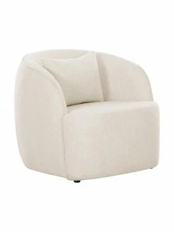 Westwing Collection Fauteuil cocktail en tissu bouclé blanc Elodie, larg. 86 x prof. 62 cm