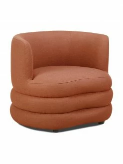 Westwing Collection Fauteuil design tissu bouclé rouge corail Solomon, larg. 95 x prof. 80 cm