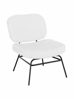 Westwing Collection Fauteuil en peluche rembourré Malte, larg. 58 x prof. 71 cm