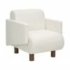 Westwing Collection Fauteuil lounge blanc cr&egrave;me pieds en bois Coco, larg. 92 x prof. 79 cm